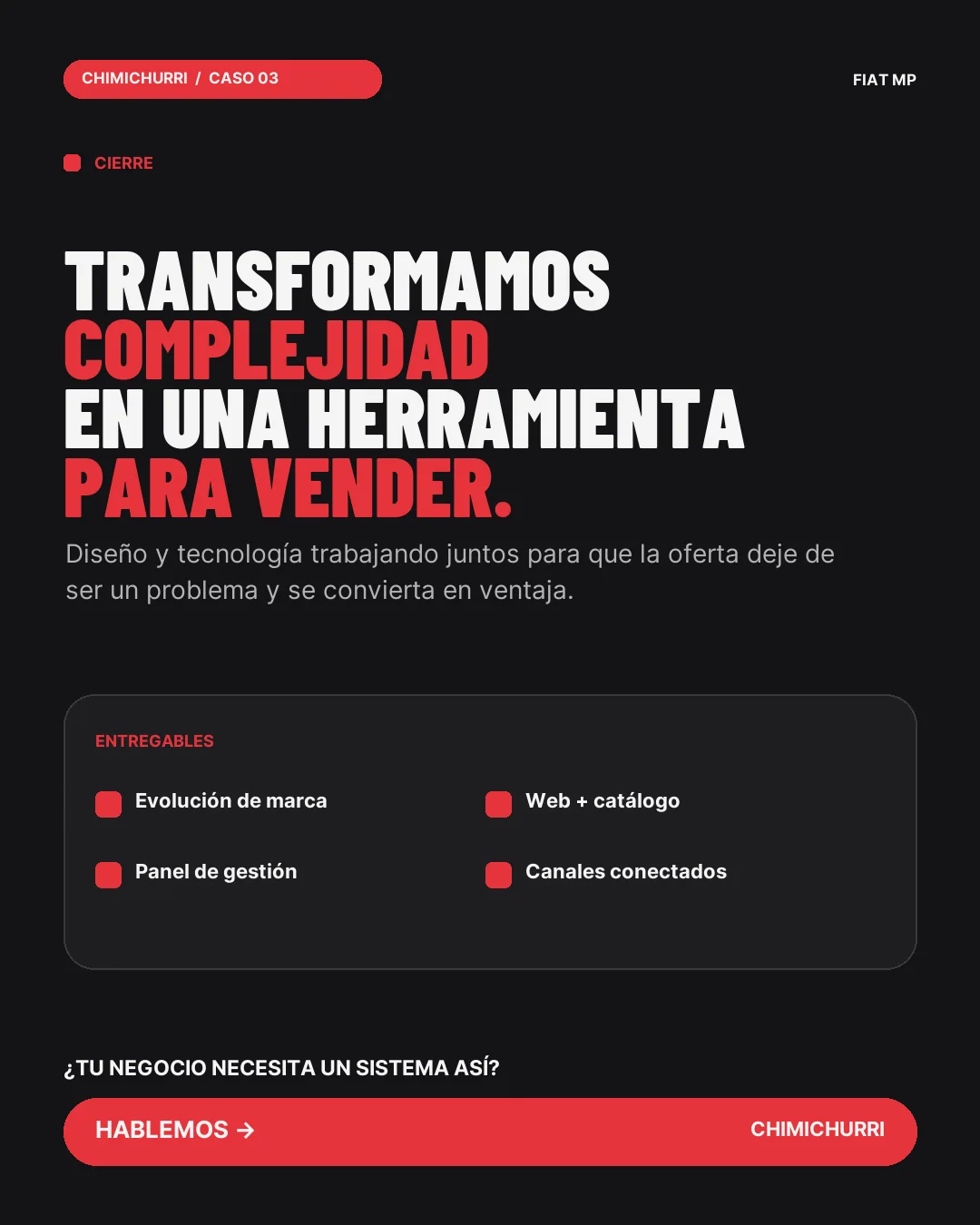 Caso Fiat MP, entregables