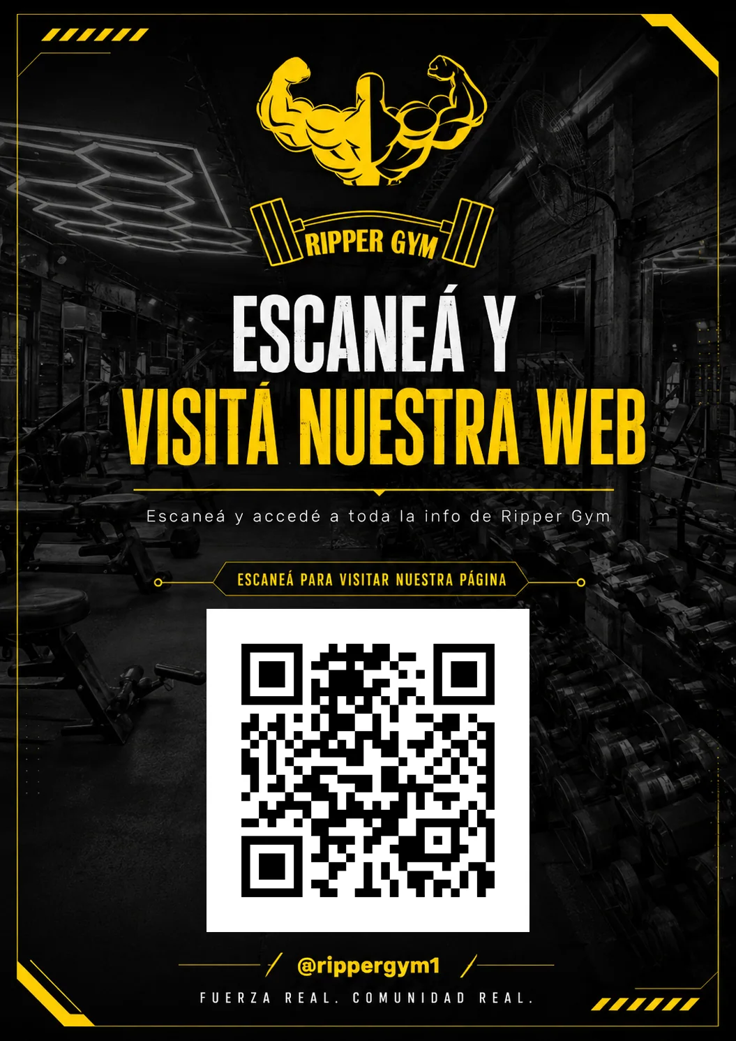 Código QR diseñado para Ripper Gym